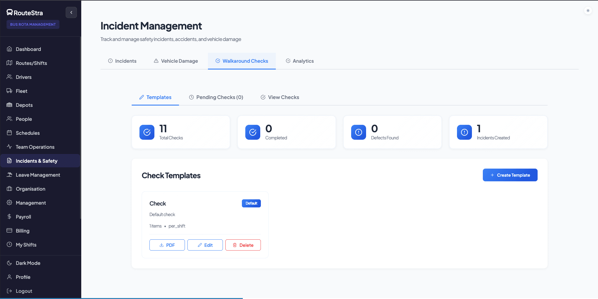 Walkaround checks - defects flow into the engineer queue