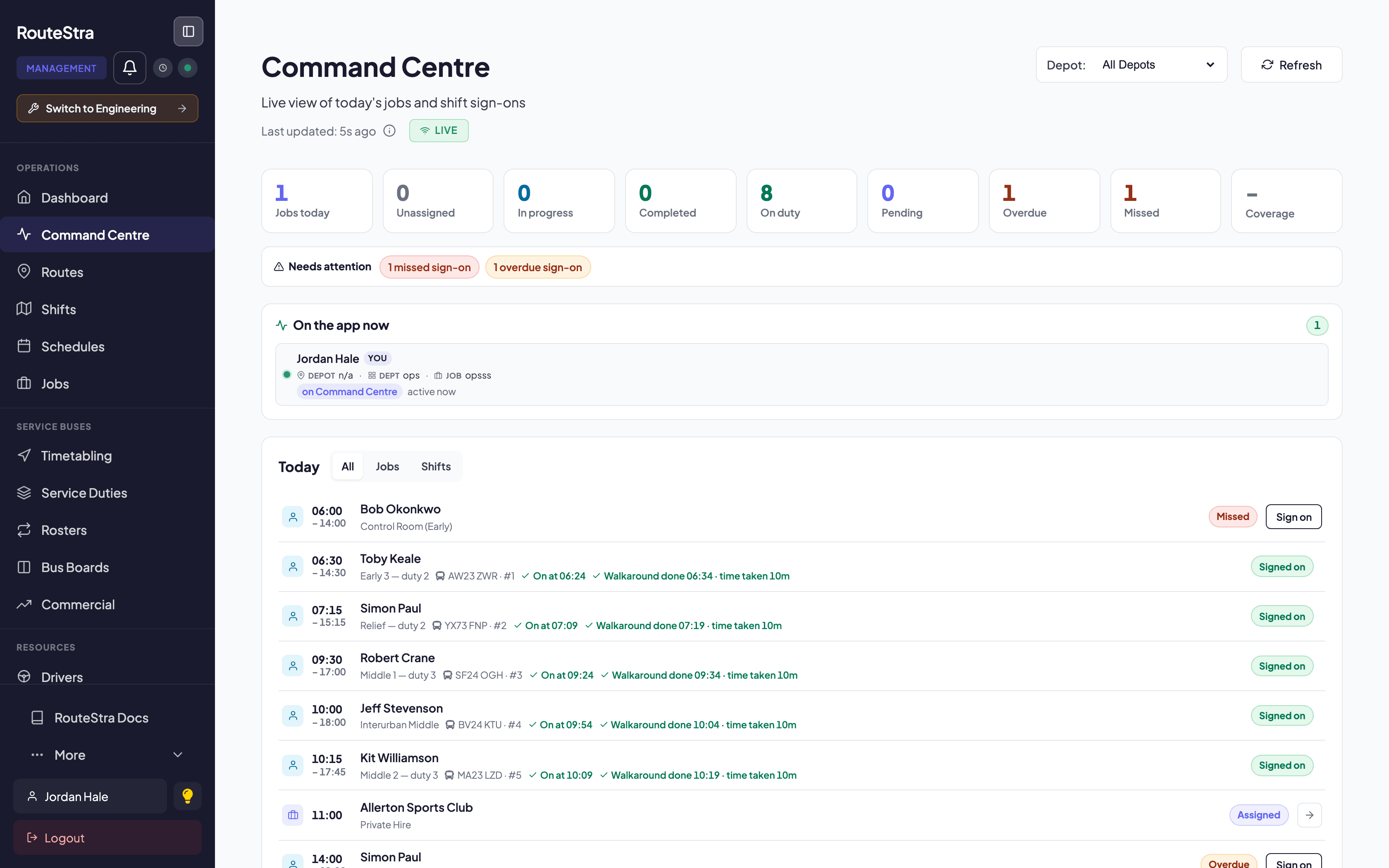 RouteStra Command Centre: The live control room for the running day