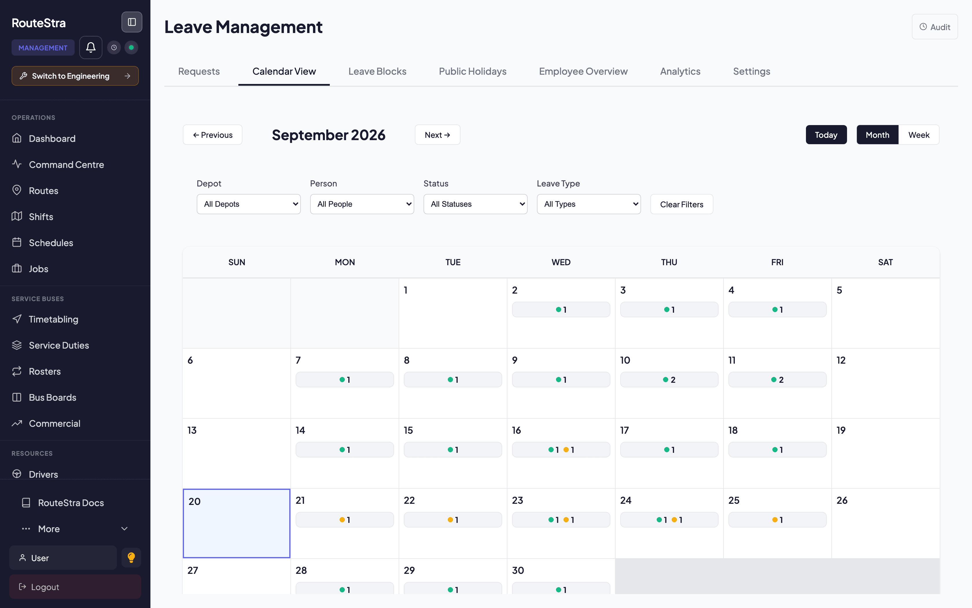RouteStra Leave Management: Absence that respects the rota