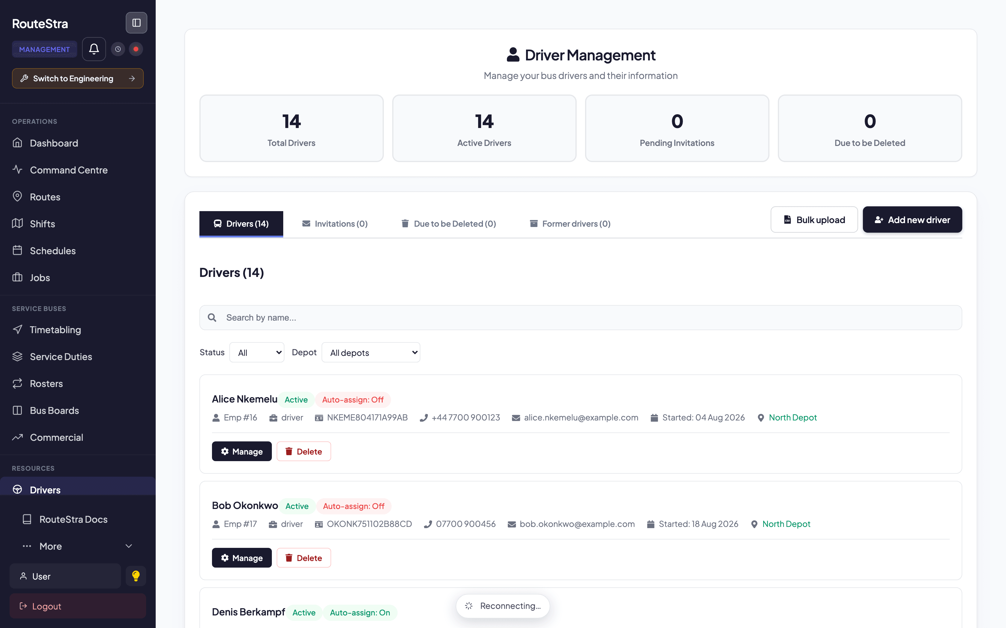 RouteStra Organisation: Members, the org chart and feature toggles