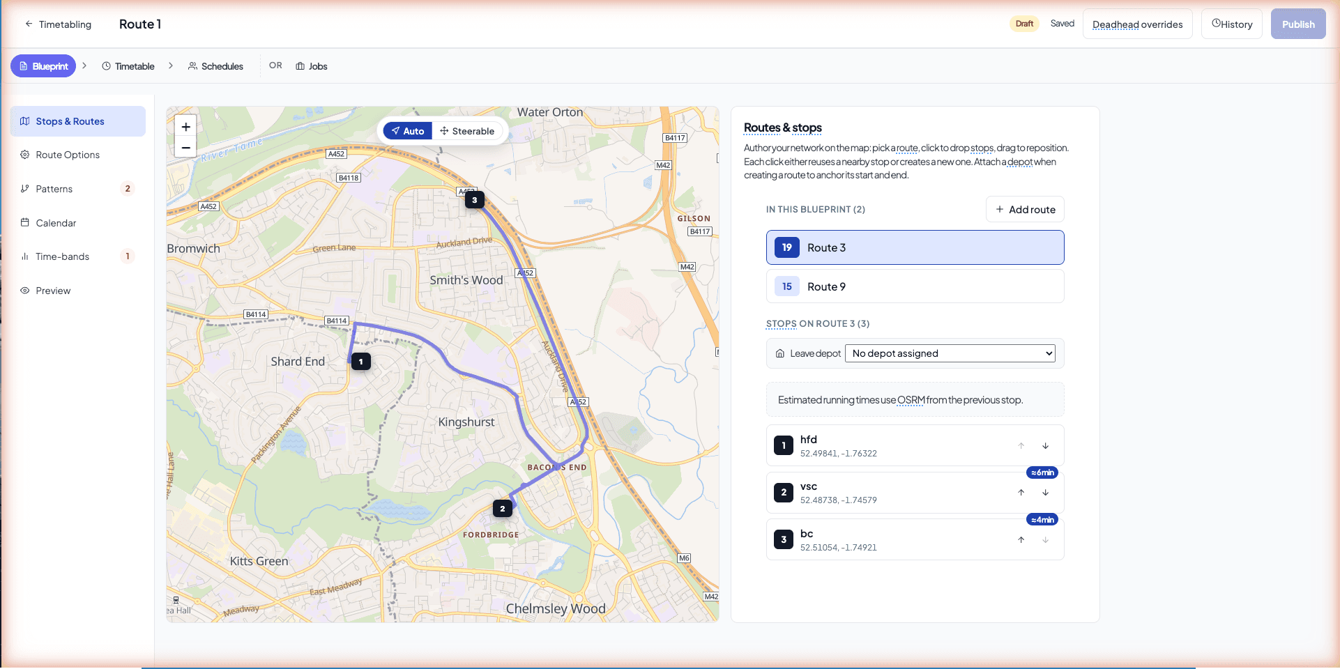 RouteStra Blueprints - designing a multi-route service network